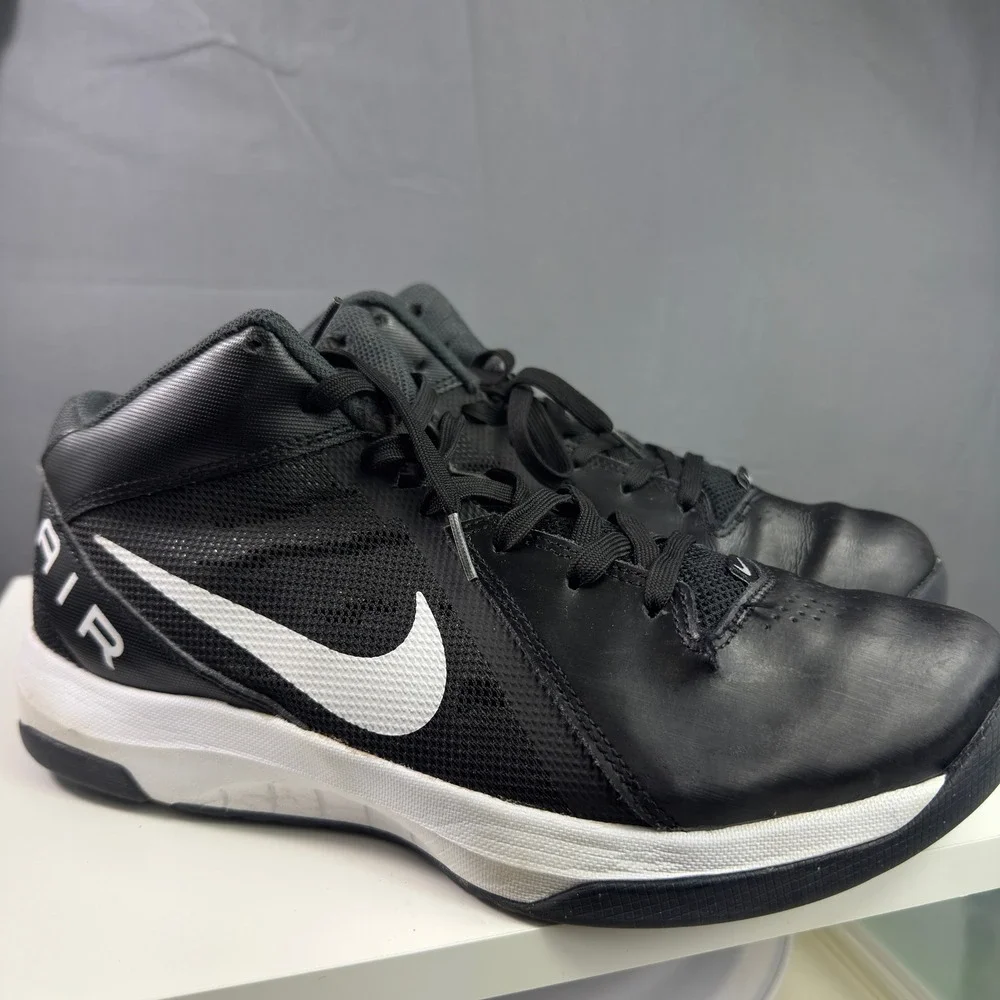 Nike Air Overplay IX Basketball Shoes Mens 10 Black White 832218-001 Mid Top